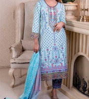 Sky Blue Floral Three-Piece