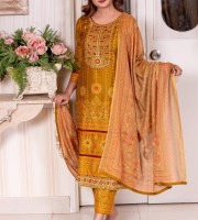 Mustard Embroidered Three-Piece