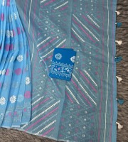 Aqua Blue Printed Dress Material B