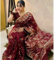 Maroon Printed Saree